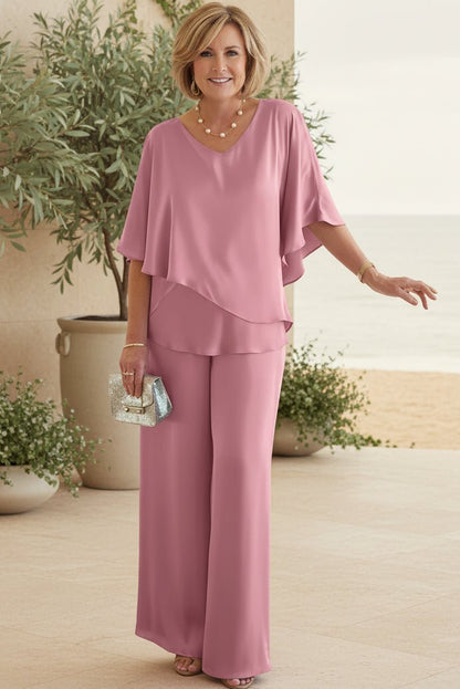 Cape two-piece set in light pink