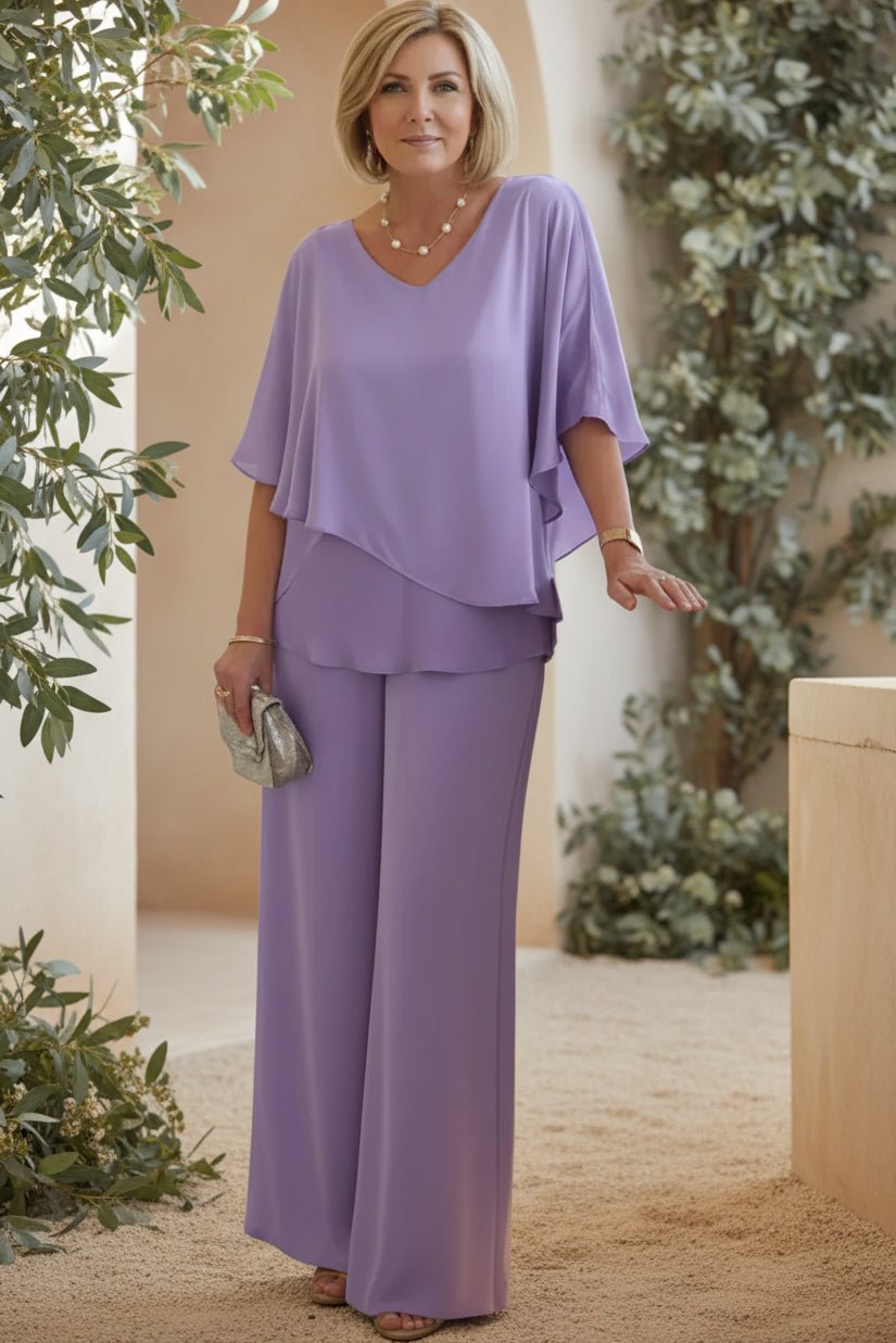 Cape two-piece set in purple