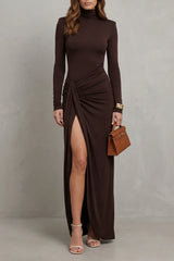 Fabienne long sleeve ruched maxi dress, front view