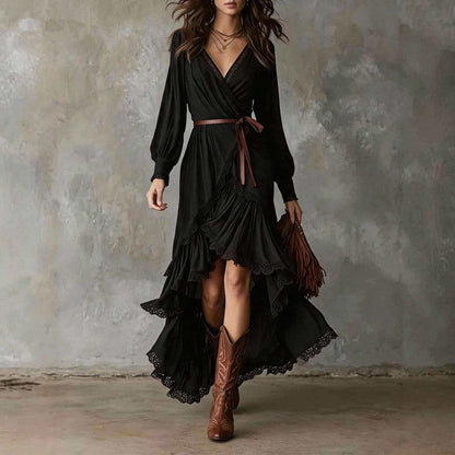 Tiered ruffle skirt set in black