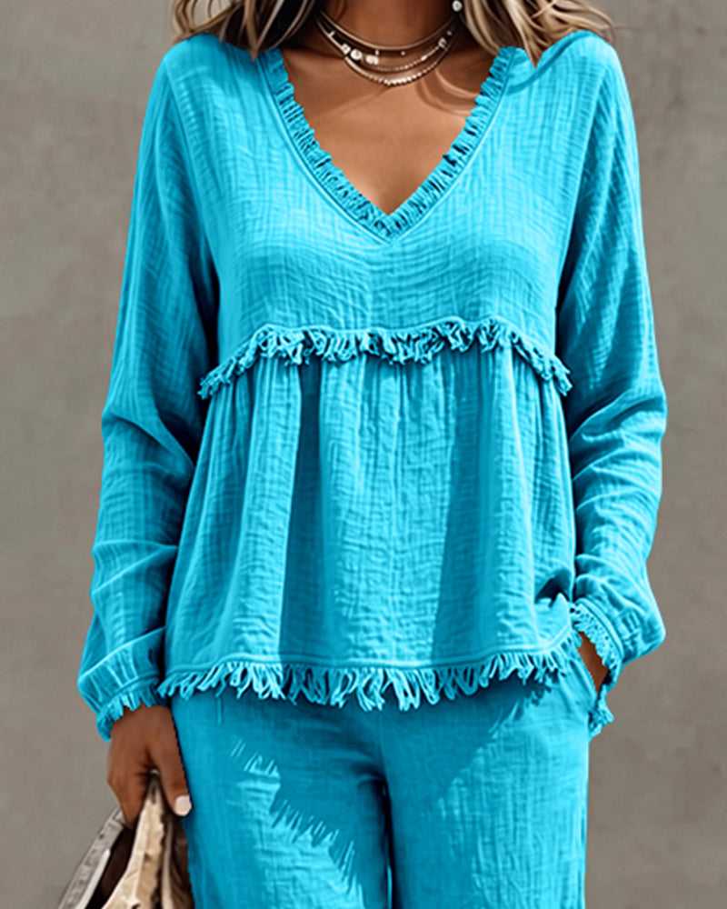 Boho fringe two-piece set, view 15