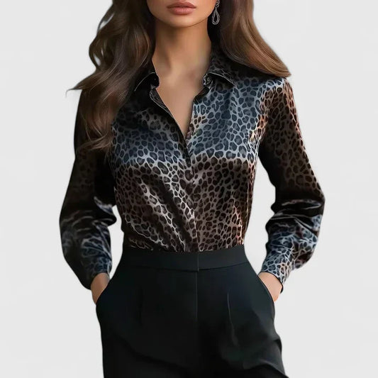 Francine leopard print blouse, front view