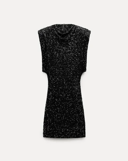 Sequin party mini dress, back view
