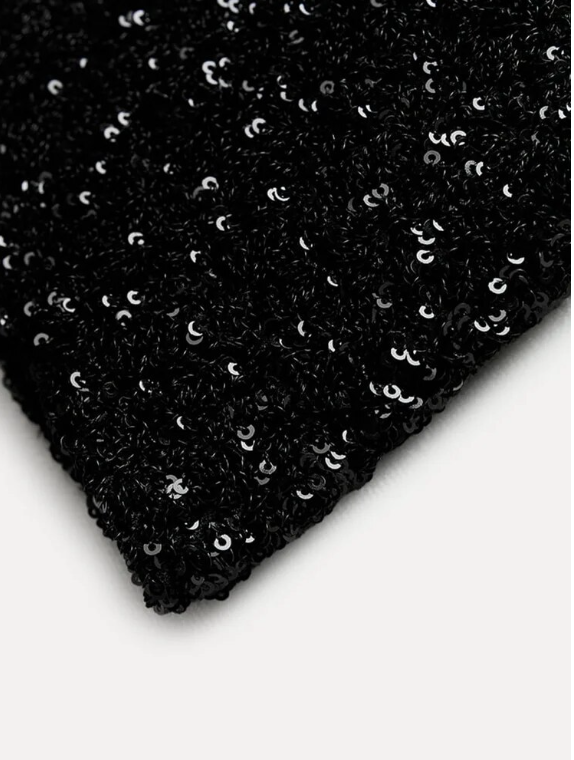 Sequin party mini dress, angled front view
