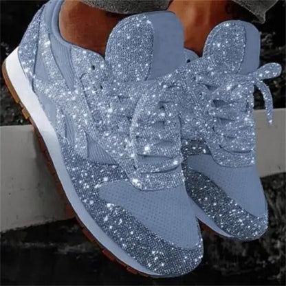 Sequin platform sneakers in light blue