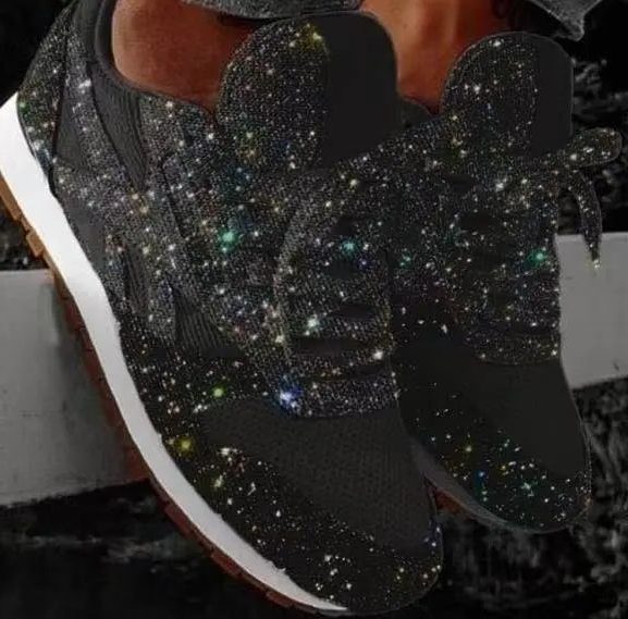 Sequin platform sneakers in black