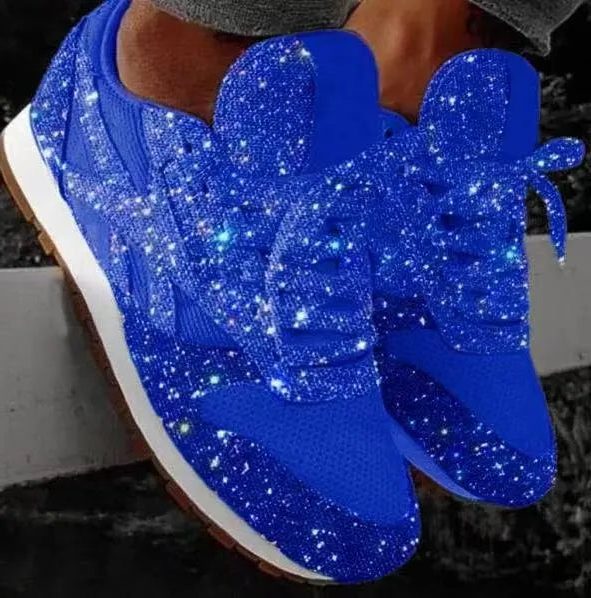 Sequin platform sneakers in blue