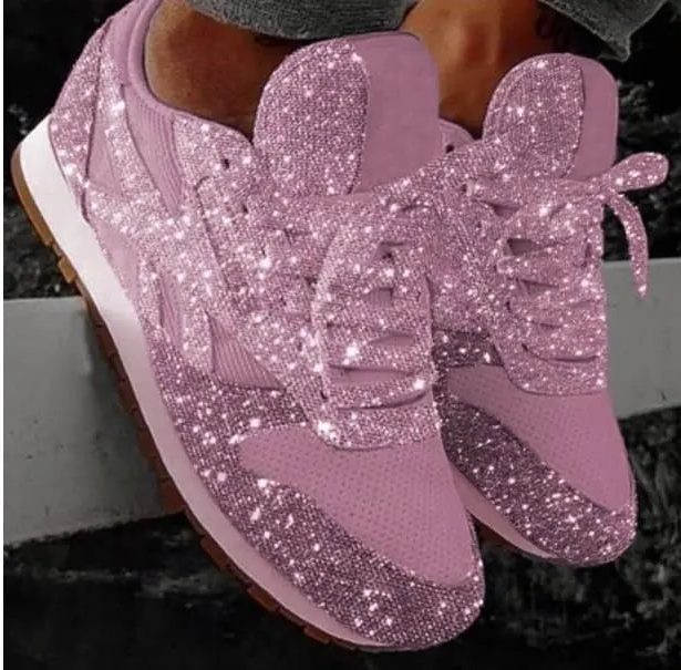 Sequin platform sneakers in pink