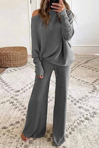 Asymmetric sweater set in ash gray