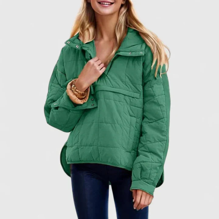 Women's Gudrun hooded button-front longline coat in Green