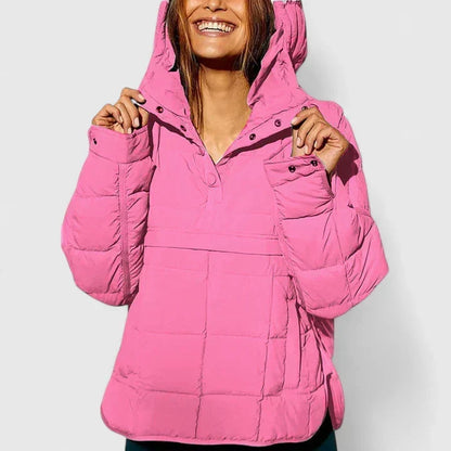Women's Gudrun hooded button-front longline coat in Pink