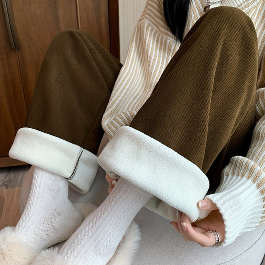 Women's Hedvig fleece-lined wide-leg pants in Ginger