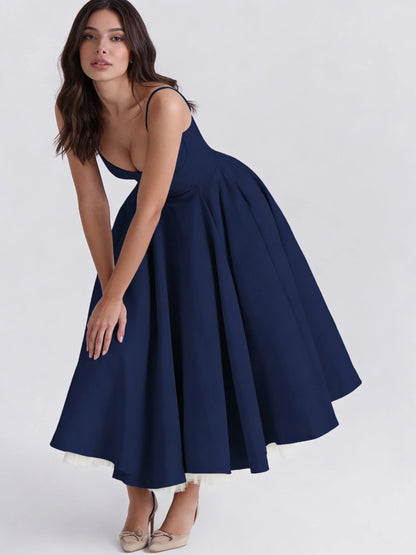 Sweetheart midi cocktail dress, side view