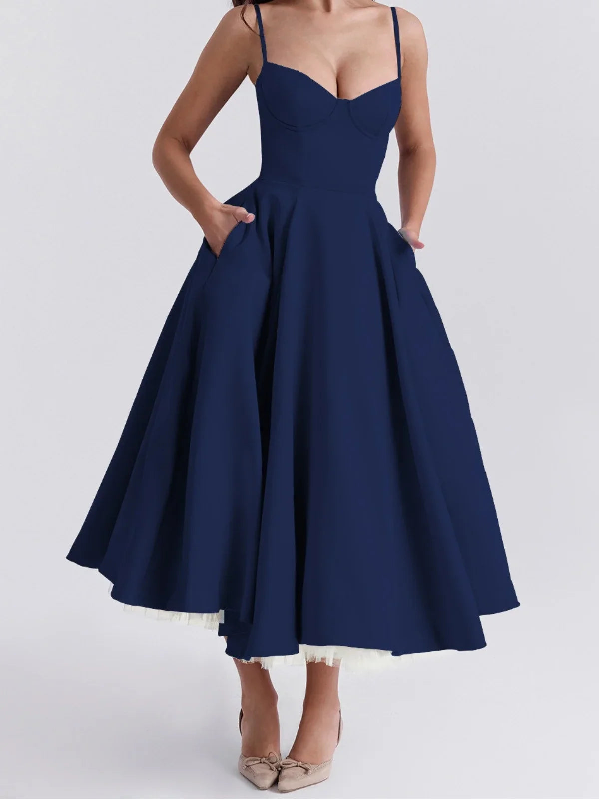 Sweetheart midi cocktail dress, back view