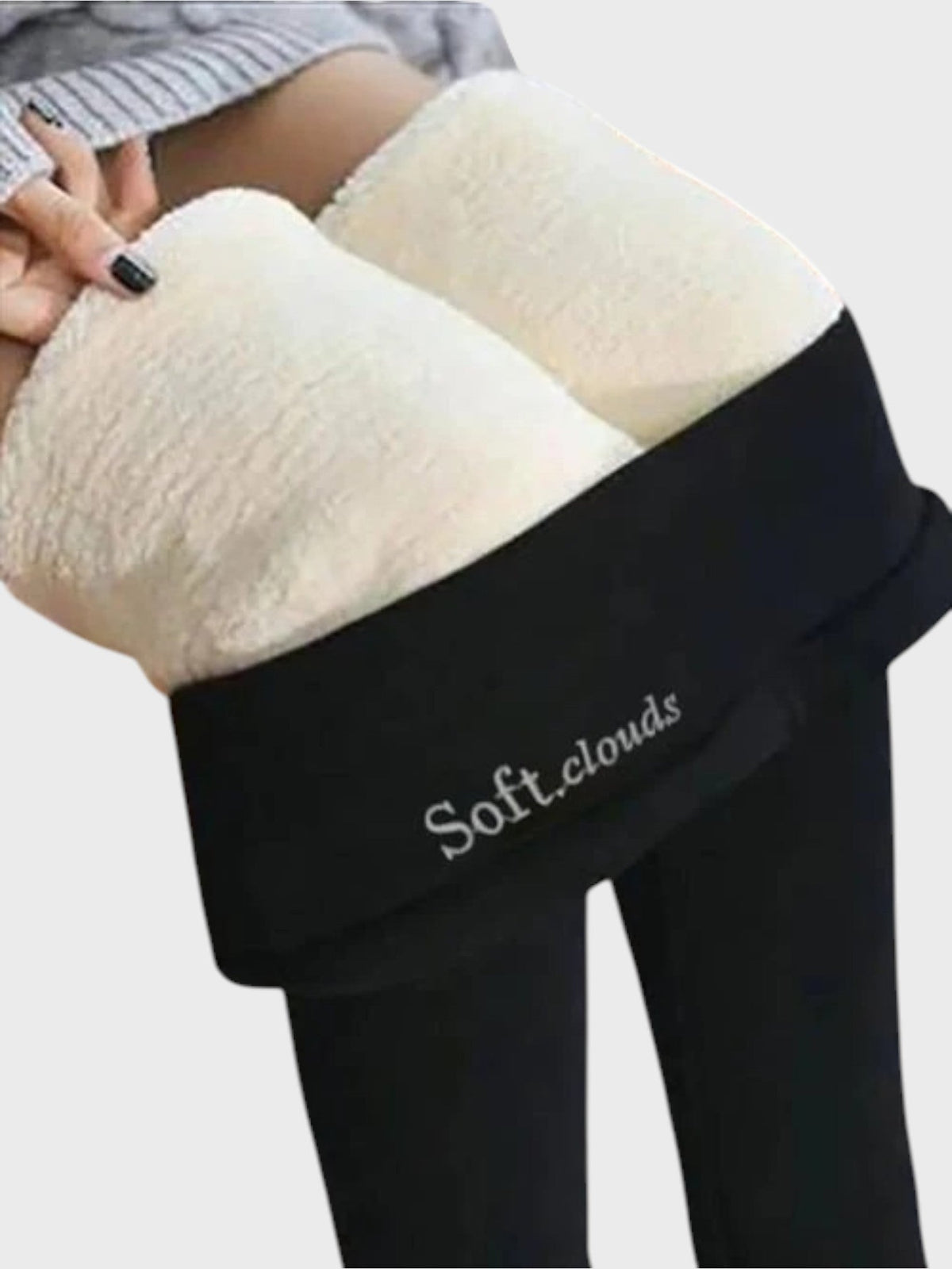 Fleece-lined high-waisted leggings, back view