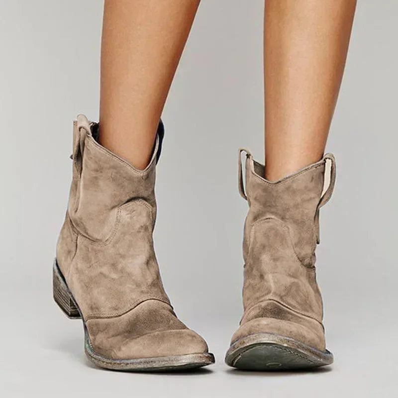 Women's Idun block-heel western ankle boots in Brown