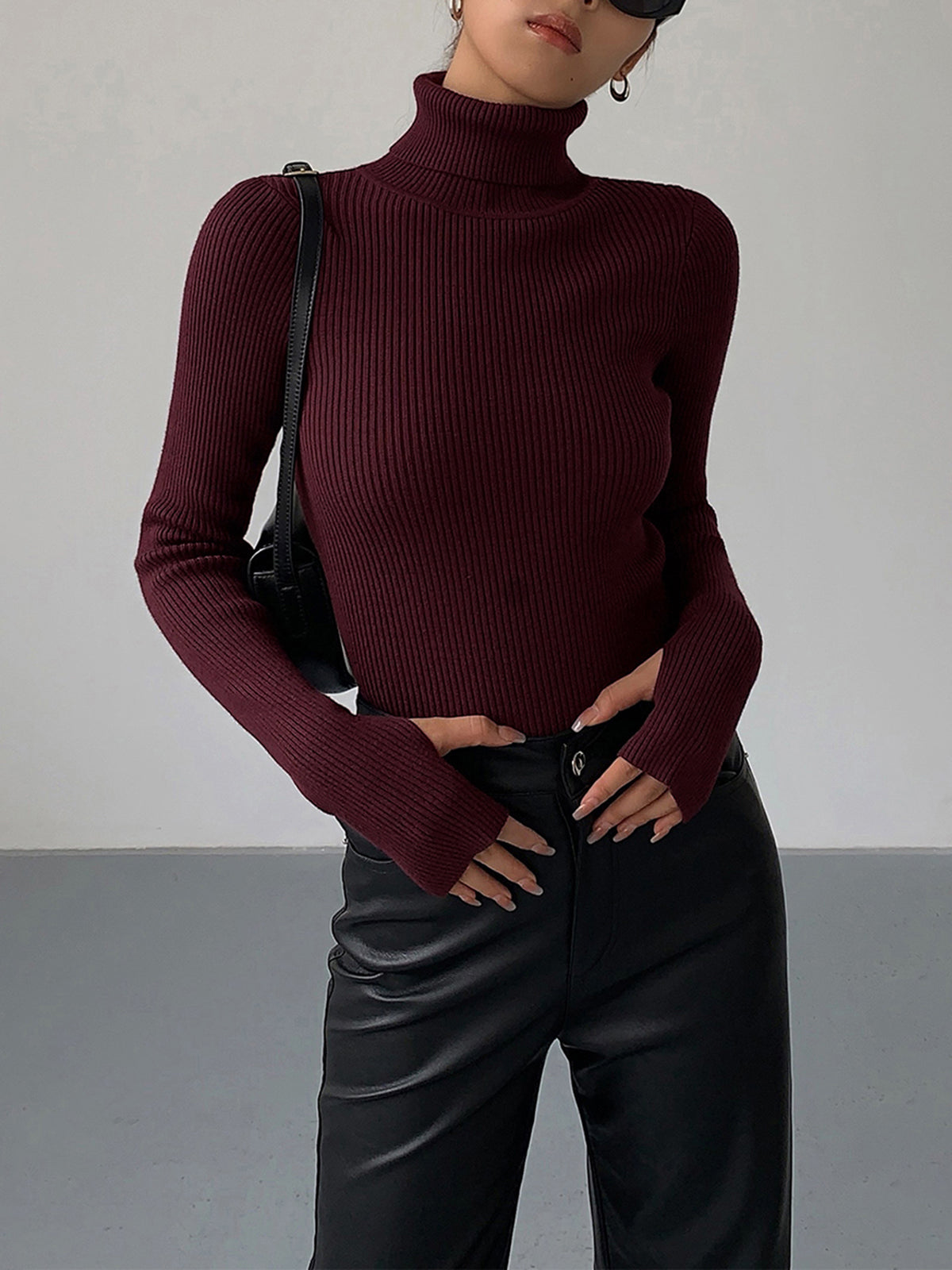 Women's Inga ribbed turtleneck sweater - view 3