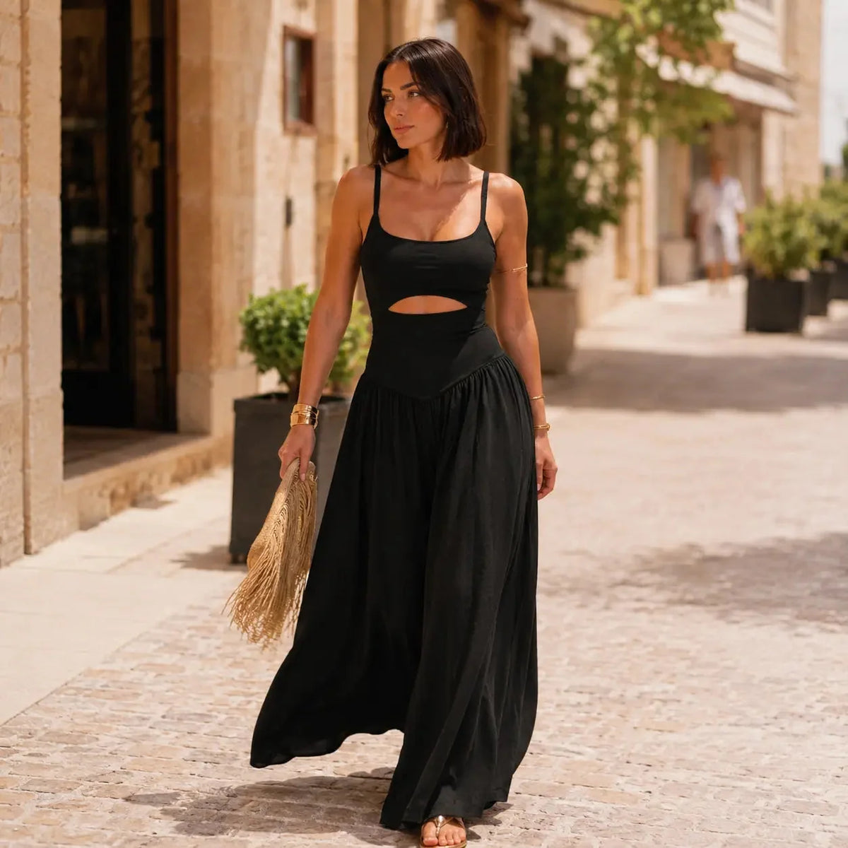 Cutout wide-leg jumpsuit, view 3
