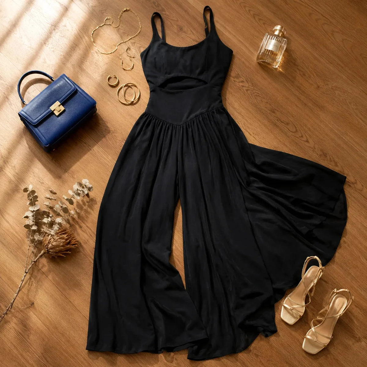 Cutout wide-leg jumpsuit, view 6