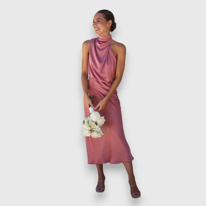 Women's Jolene halter wedding guest midi dress - view 3