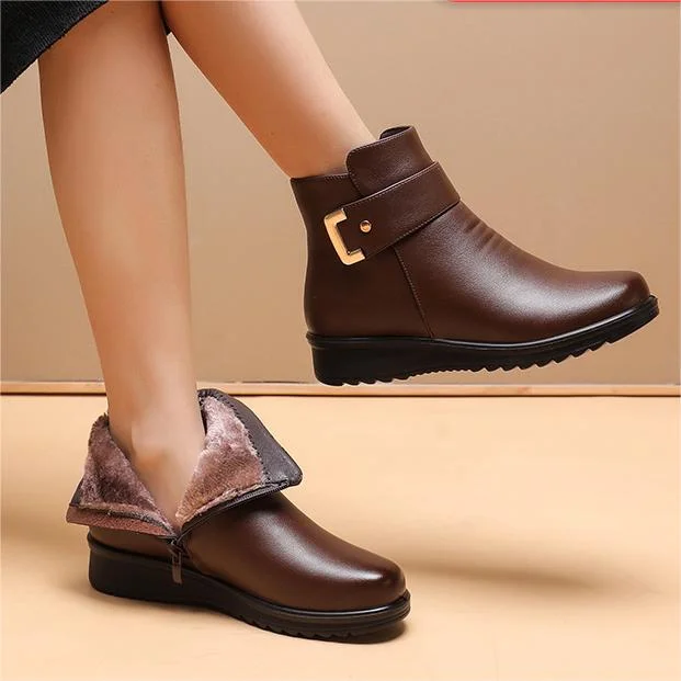 Women's Kaija buckle-detail lined wedge ankle boots in Brown