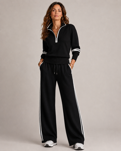 Half-zip sweater set in purple, view 2