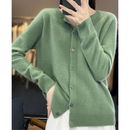 Suvi | Round Neck Button-Front Knit Cardigan