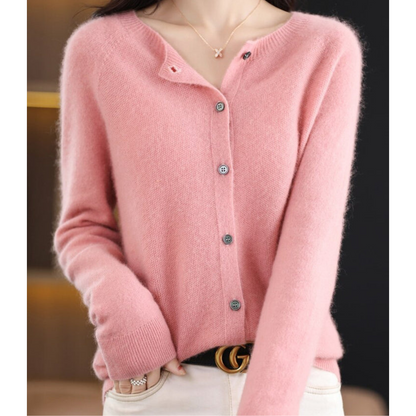 Suvi | Round Neck Button-Front Knit Cardigan