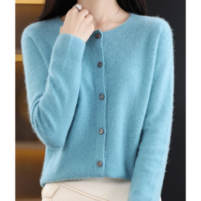 Suvi | Round Neck Button-Front Knit Cardigan