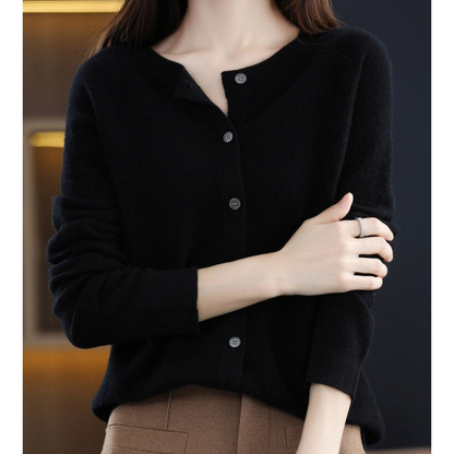 Suvi | Round Neck Button-Front Knit Cardigan