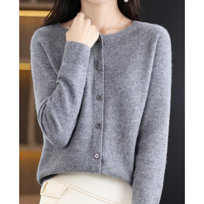 Suvi | Round Neck Button-Front Knit Cardigan