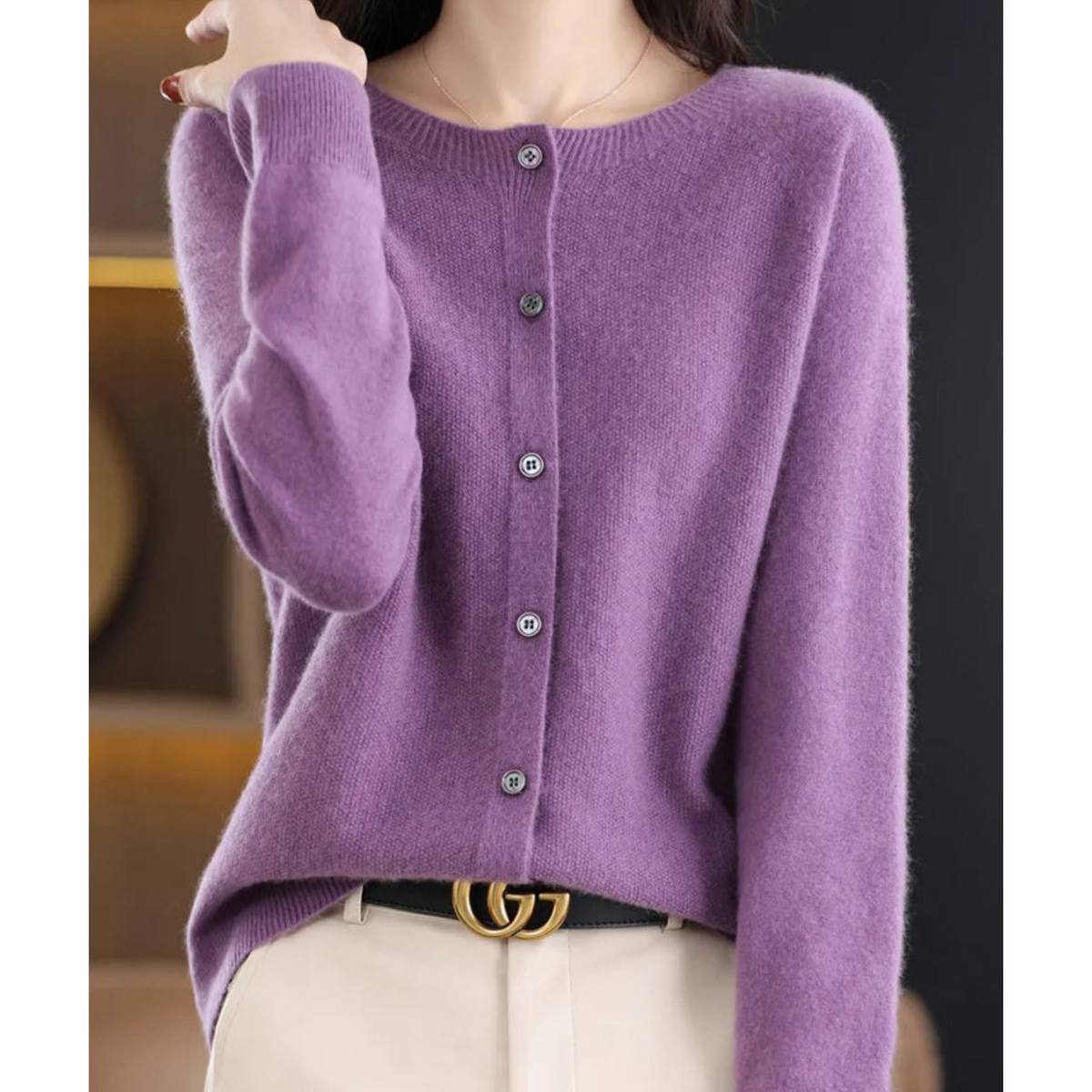 Suvi | Round Neck Button-Front Knit Cardigan