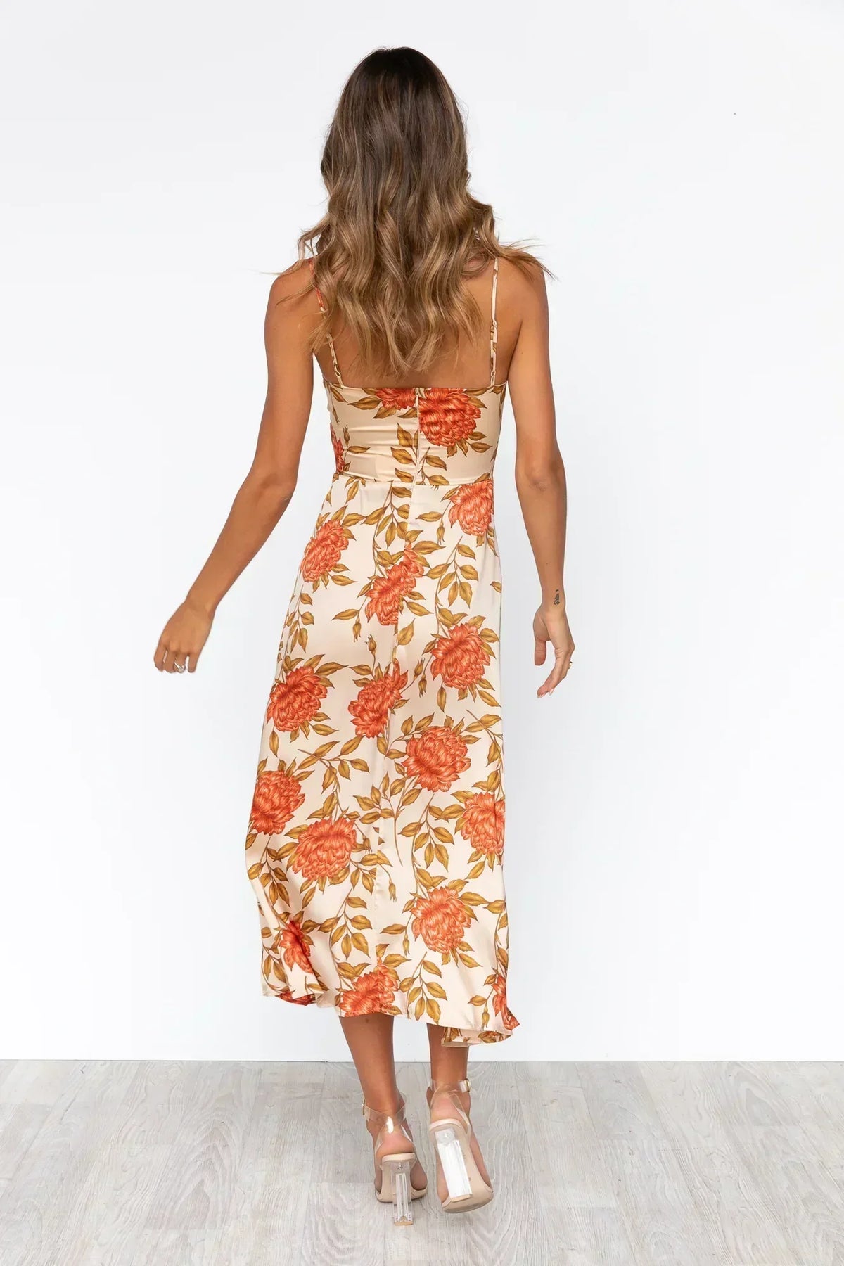 Floral cutout midi dress, color variant