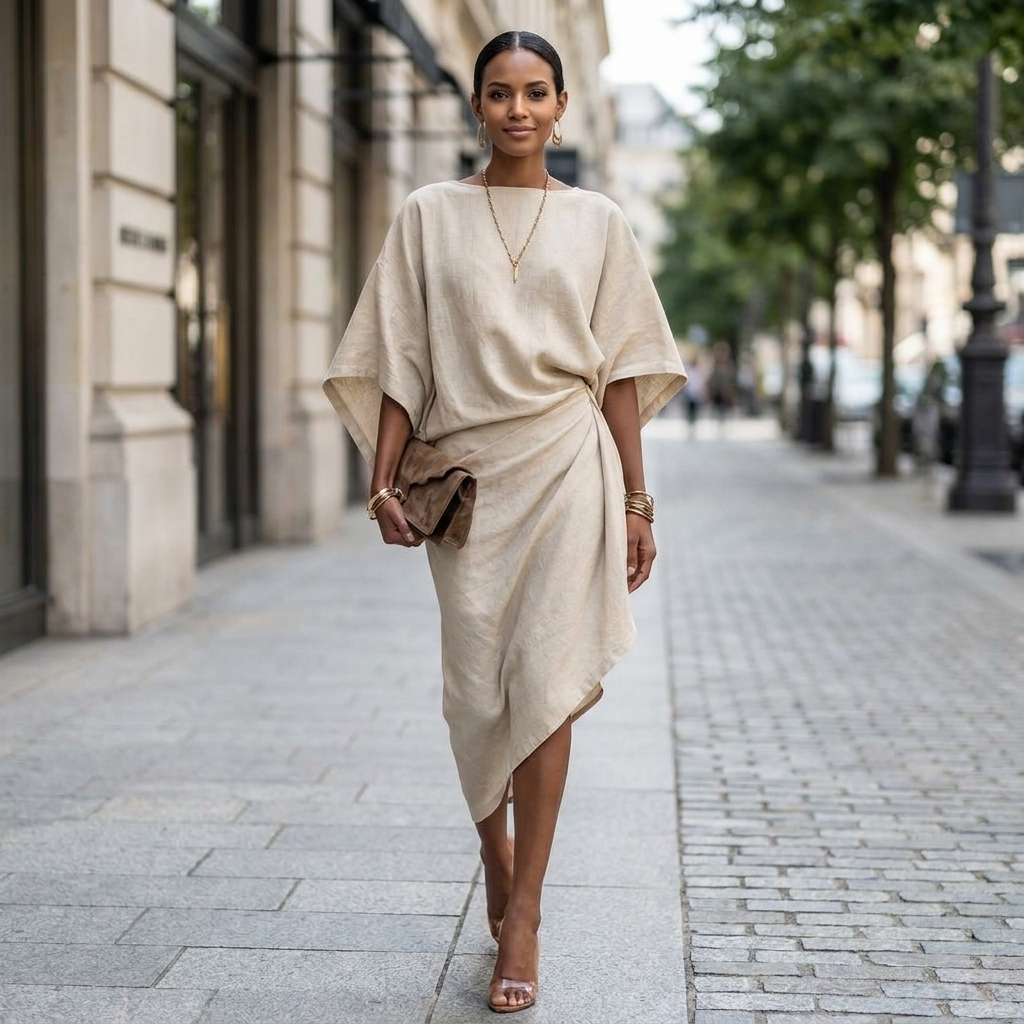 Asymmetric midi dress, view 3