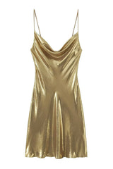 Lucrezia metallic cocktail mini dress in gold, front view