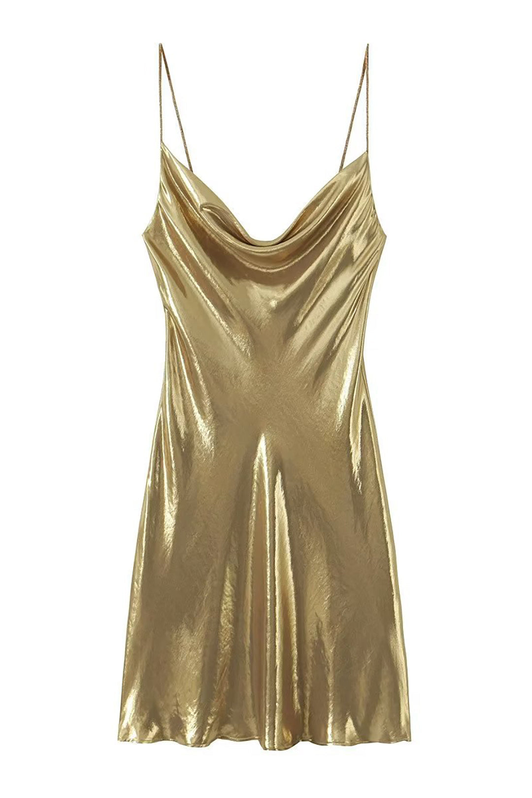 Lucrezia metallic cocktail mini dress in gold, front view