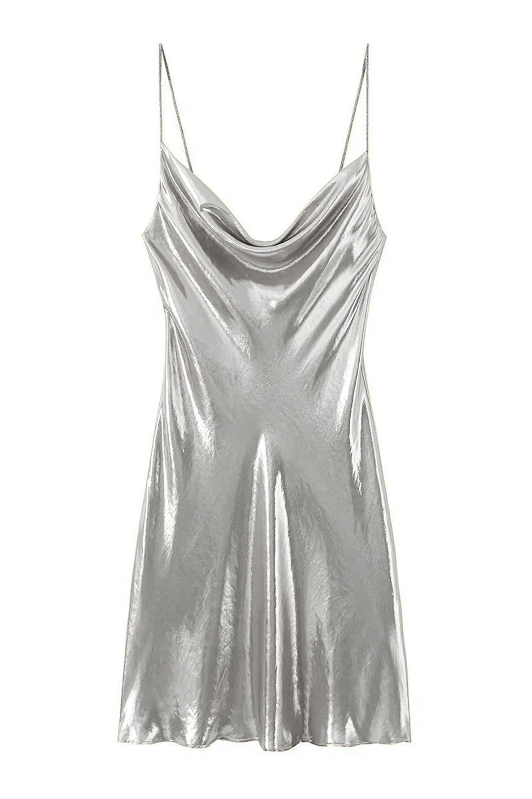 Metallic cocktail mini dress in silver