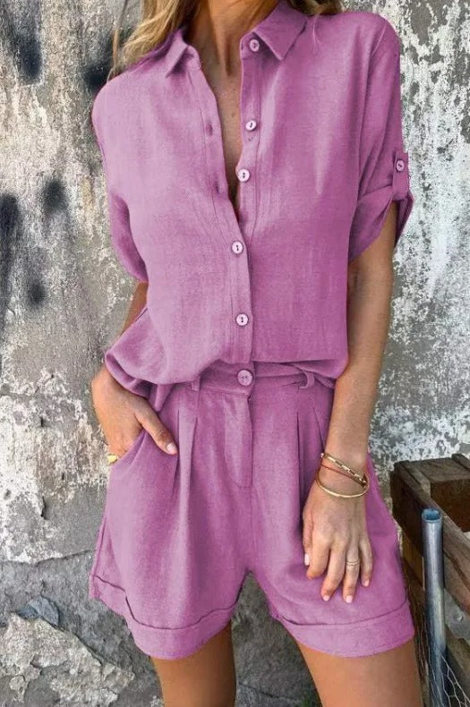 Sorella | Collared Shirt & Shorts Set