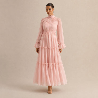 Women's Majken tiered wedding guest maxi dress in Pink