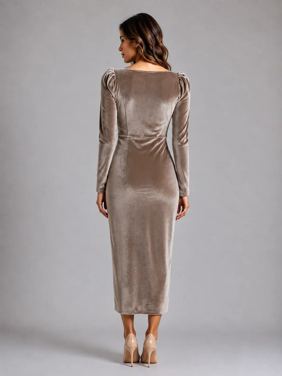 Women's Mallory long sleeve ruched midi dress - view 2