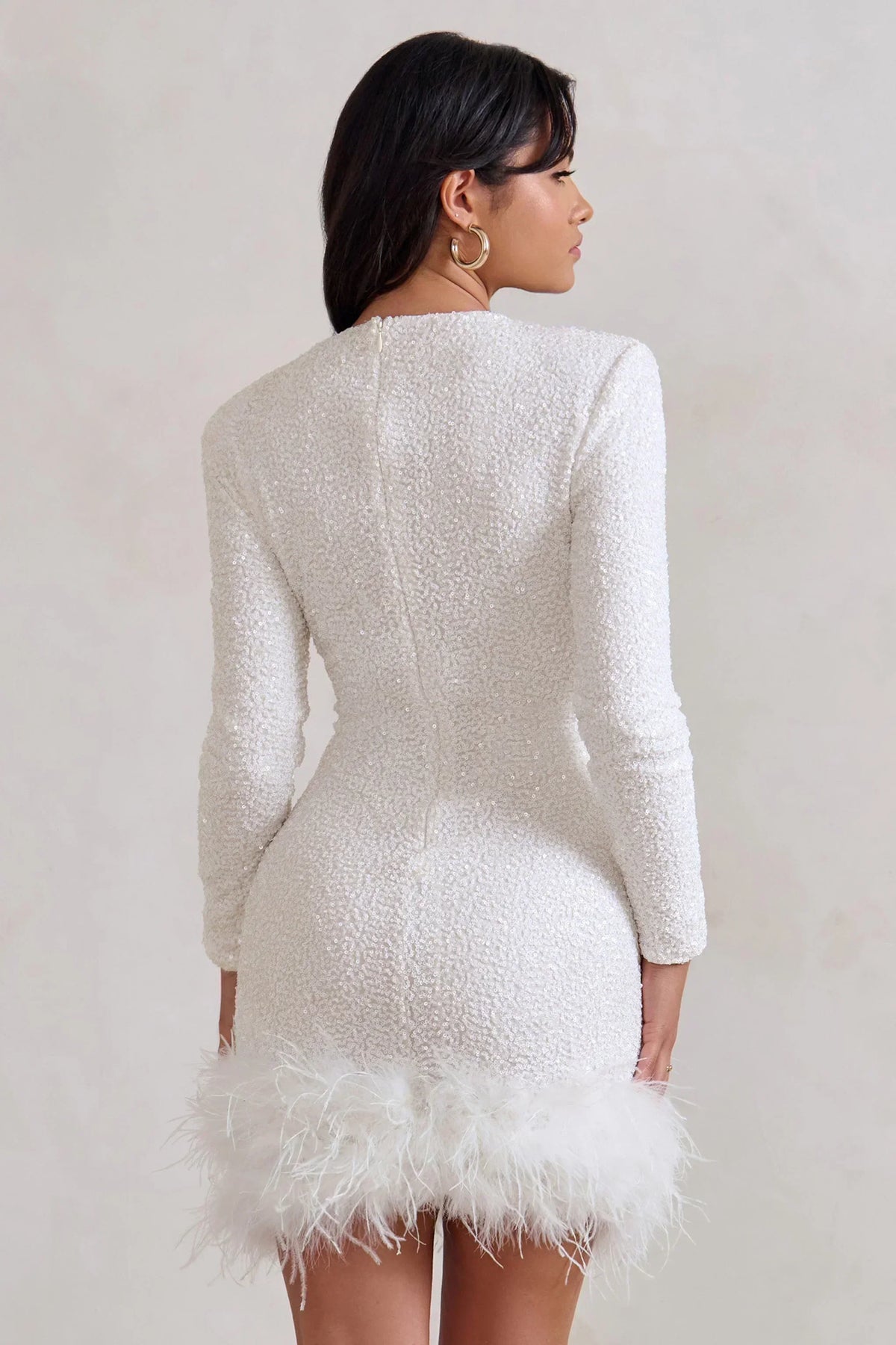 Women's Malva long sleeve feather mini dress - view 2