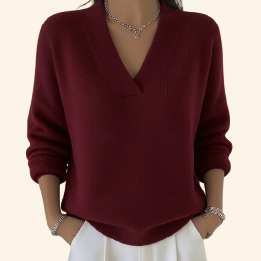 Women's Mathea relaxed V-neck sweater in Red