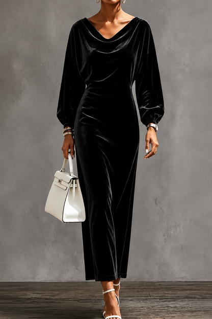 Holiday party midi dress in black