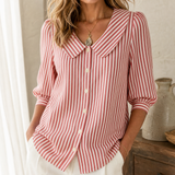 Molly striped puff sleeve blouse, front view