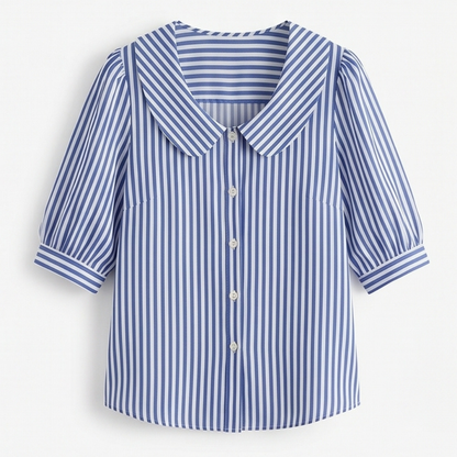 Striped puff sleeve blouse in blue