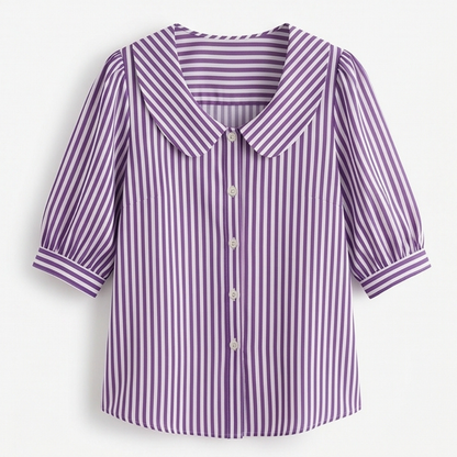 Striped puff sleeve blouse in lavender