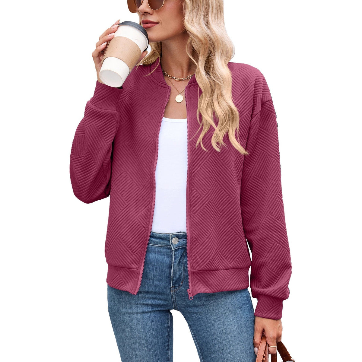 Women's Oda quilted puffer jacket in Burgundy