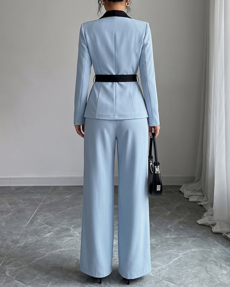 Belted blazer pant suit, view 8