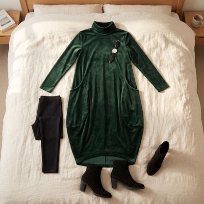 Relaxed midi dress with pockets, view 5