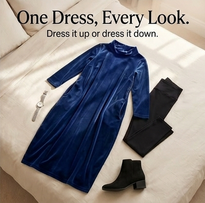 Relaxed midi dress with pockets, view 8